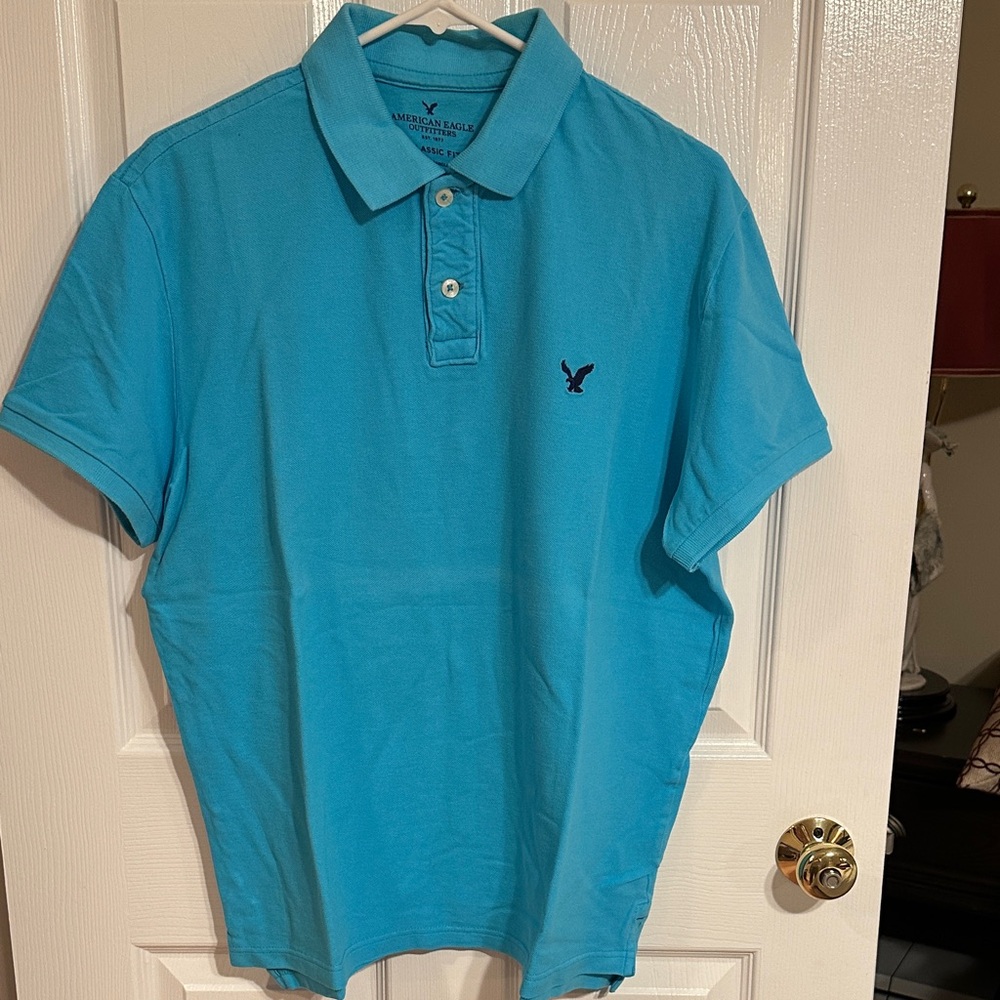 American Eagle Outfitters Turquoise Polo Shirt